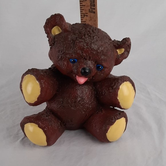 Vintage Textured Ceramic Art Teddy Bear Coin Bank /No Stopper/ About 8" tall - Picture 6 of 6